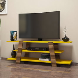Hanah Home Soporte para TV Flower - Walnut, Yellow